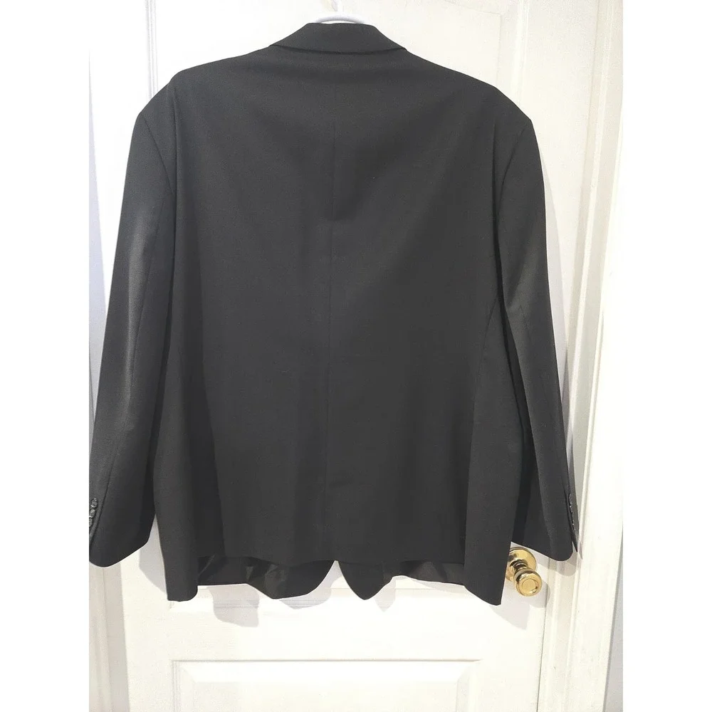 Stafford Big & Tall 54B Regular Black Wool Blend Blazer Jacket Travel Stretch